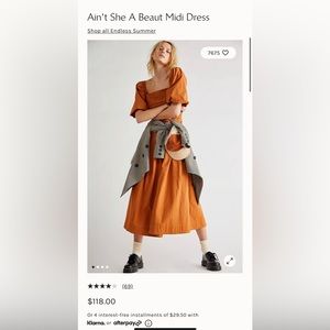 Free People Ain’t She A Beaut Midi Dress in Terra